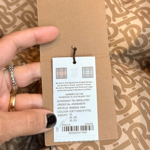 Burberry Beige Monogram Jacquard Down Puffer Coat - Picture 15 of 16